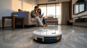 Smart robot vacuum cleaner in action