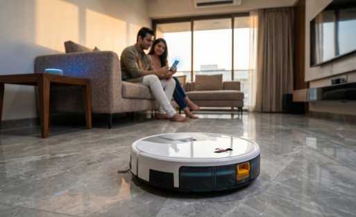 Smart robot vacuum cleaner in action